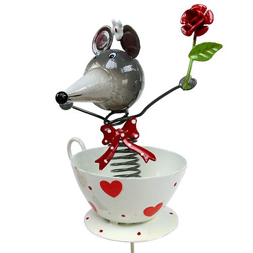 Floristik24 Flor stud mouse metal 10cm L33cm 2pcs