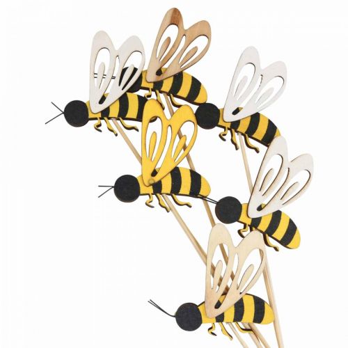 Floristik24 Plugue de flor plugue deco de madeira para decoração de abelhas 7cm 12uds