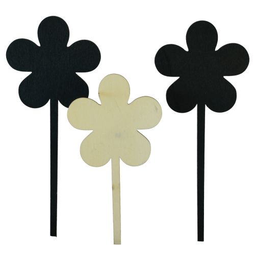 Floristik24 Plugue de flores mini painéis de flores madeira preta Ø10cm 6 unidades