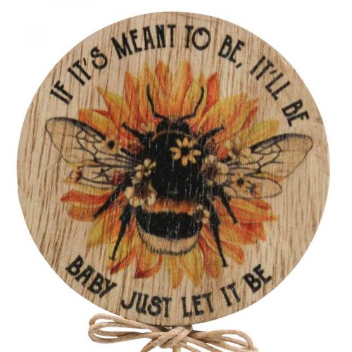 Bujão decorativo de abelha em madeira com dizer 7x27,5cm 12 unidades