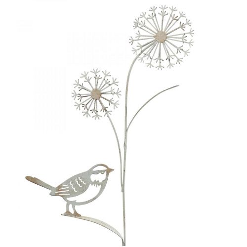 Itens Flor plug metal deco allium pássaro branco 20×52cm