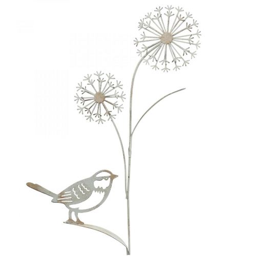 Floristik24 Flor plug metal deco allium pássaro branco 20×52cm