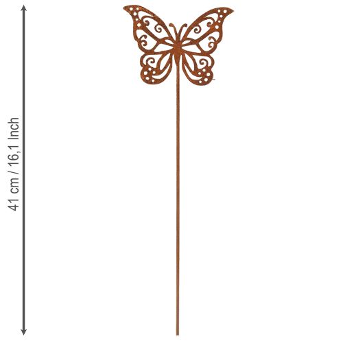 Itens Estacas de metal para flores, com design rústico, decoração de borboleta, 10×7cm, 3 peças