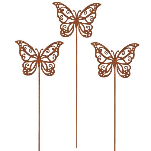Estacas de metal para flores, com design rústico, decoração de borboleta, 10×7cm, 3 peças | Floristik24.pt