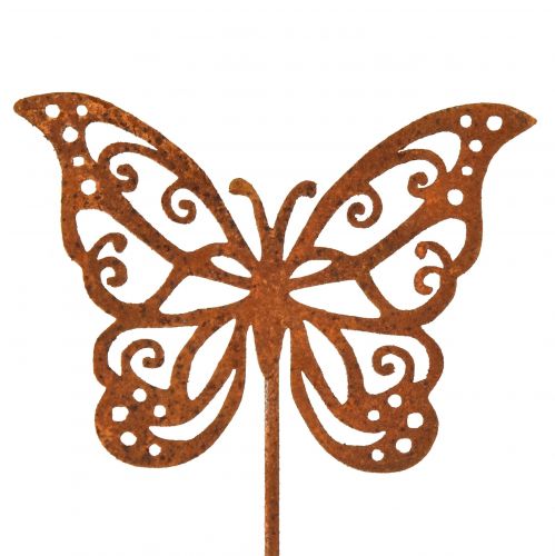 Bujão de flor de metal enferrujado decoração de borboleta 10×7cm 3 peças