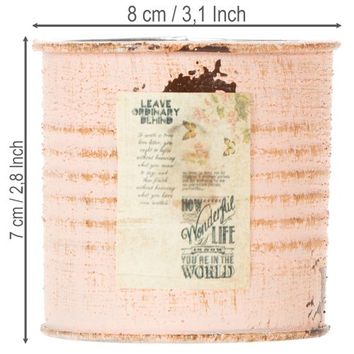 Itens Vaso decorativo para flores, lata de metal cor salmão, recipiente para ervas aromáticas Ø8cm H7,5cm