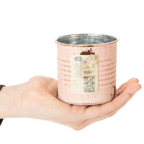 Itens Vaso decorativo para flores, lata de metal cor salmão, recipiente para ervas aromáticas Ø8cm H7,5cm