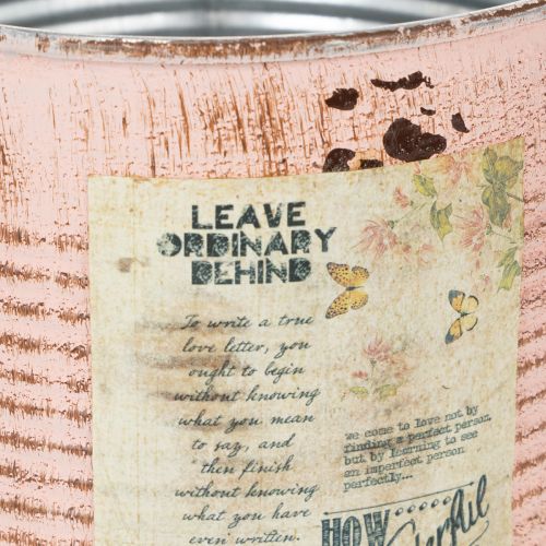 Itens Vaso de flores decorativo em lata, cor salmão, de metal, Ø15,5cm A15cm