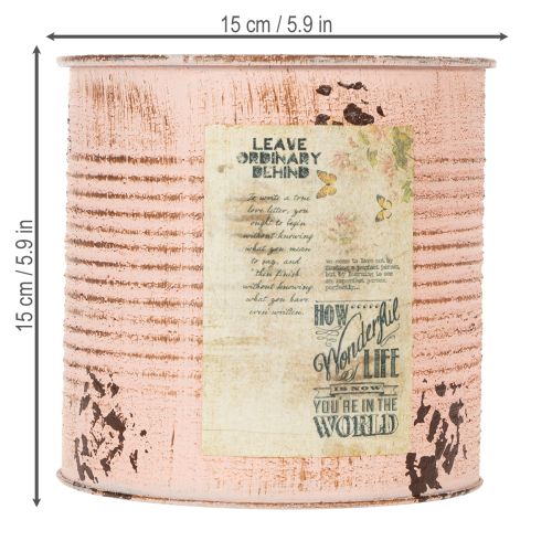 Itens Vaso de flores decorativo em lata, cor salmão, de metal, Ø15,5cm A15cm