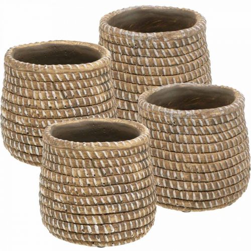 Floristik24 Boho vaso de flores trançado pote de cerâmica Ø6cm H7.5cm 4pcs