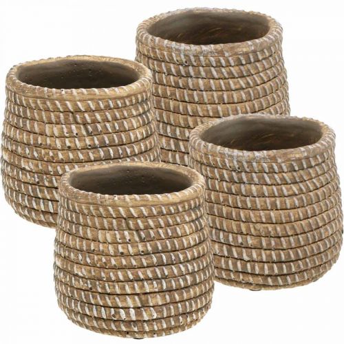 Boho vaso de flores trançado pote de cerâmica Ø6cm H7.5cm 4pcs