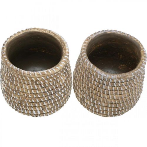 Floristik24 Boho vaso de flores trançado pote de cerâmica Ø6cm H7.5cm 4pcs
