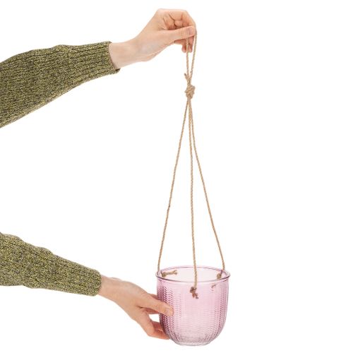 Vaso de vidro para flores/lanterna suspensa, roxo/verde, 14 cm, 2 peças | Floristik24.pt