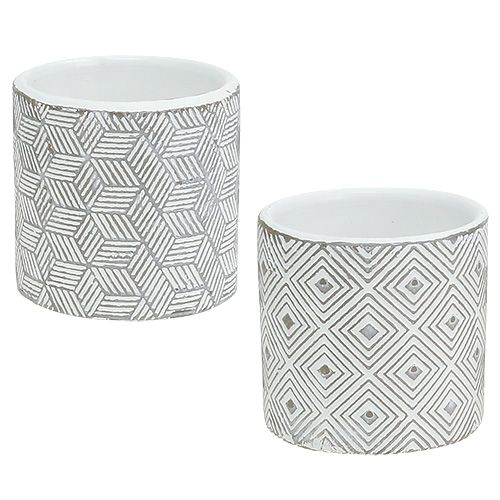 Floristik24 Vaso de flores cinza com padrão Ø7cm H6.5cm 6pcs