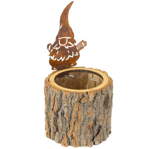 Floristik24 Vaso de madeira para plantas, casca de gnomo, ferrugem, altura 24 cm