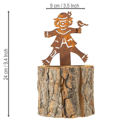 Itens Vaso de madeira espantalho ferrugem H24,5cm