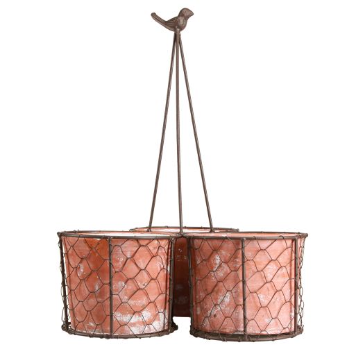 Itens Vaso de flores cesto de malha de cerâmica metal marrom Ø30cm Alt.11,5cm