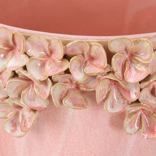 Itens Vaso Cerâmico com Borda de Flor Rosa Ø19cm H16.5cm
