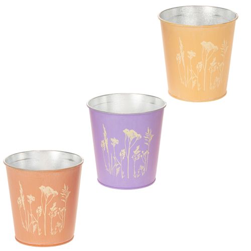 Vaso de flores redondo em tons pastel com motivo floral para plantas de interior, 12 cm, conjunto de 3 peças. comprar | Floristik24.pt
