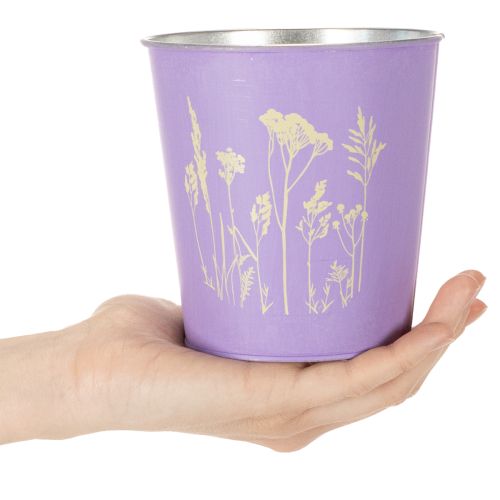 Vaso de flores redondo em tons pastel com motivo floral para plantas de interior, 12 cm, conjunto de 3 peças. | Floristik24.pt