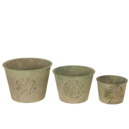 Itens Vaso de metal verde, estilo vintage, Ø22cm–13,5cm, conjunto de 3