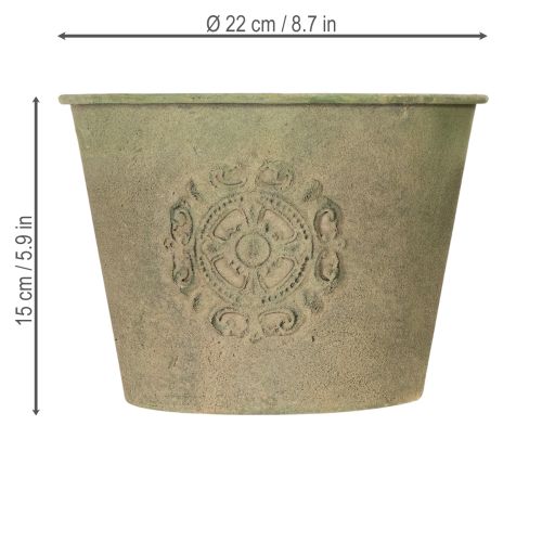 Itens Vaso de metal verde, estilo vintage, Ø22cm–13,5cm, conjunto de 3