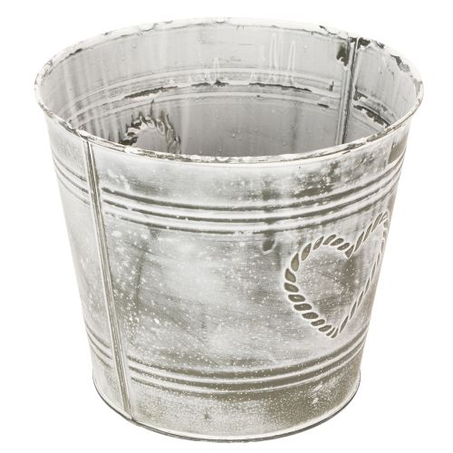 Itens Vaso de flores estilo shabby chic, floreira de metal em formato de coração, Ø17,5 cm, A15,5 cm