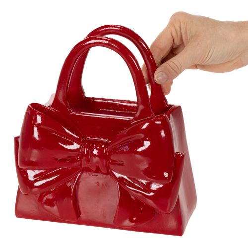 Vaso decorativo em formato de bolsa com laço, acabamento brilhante, 22 cm | Floristik24.pt