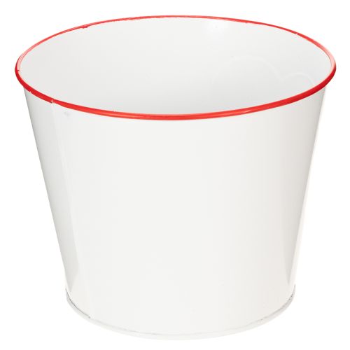 Itens Vaso de flores branco com coração vermelho, floreira, Ø18cm A13,5cm