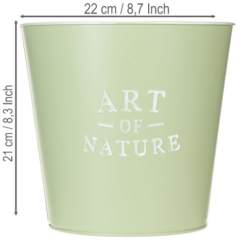Itens Vaso de zinco, floreira de metal, verde menta, Ø22cm, A21cm