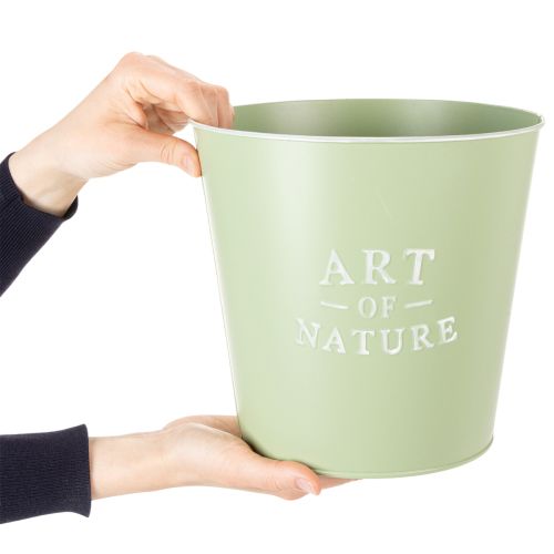 Itens Vaso de zinco, floreira de metal, verde menta, Ø22cm, A21cm