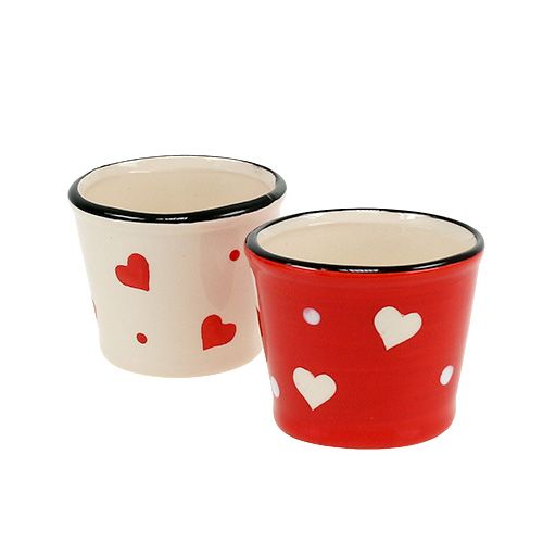 Floristik24 Vaso para flores com corações vermelhos Ø7,5cm Alt.6cm 12 unidades