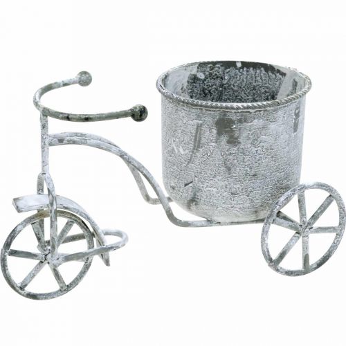 Floristik24 Vaso para flores, bicicleta, metal vintage, branco lavado 24 × 13 × 14cm