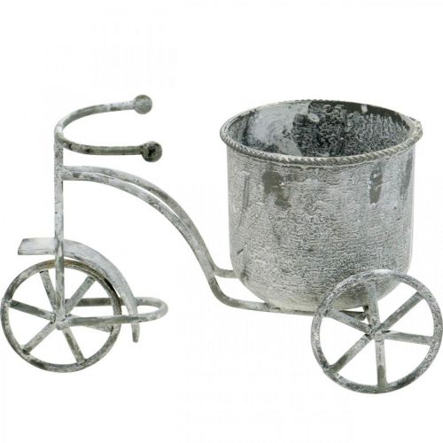 Floristik24 Vaso para flores, bicicleta, metal vintage, branco lavado 24 × 13 × 14cm