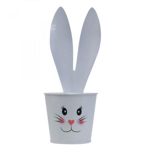 Floreira coelheira jardineira metal branco decoração de Páscoa Ø8cm A20,5cm 4uds