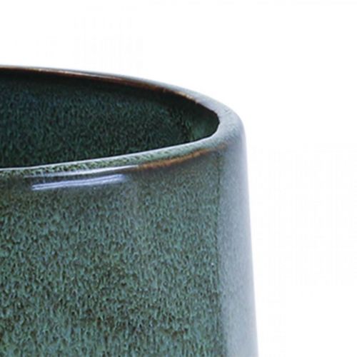 Floristik24 Vaso Floreira Cerâmica Verde Hexagonal Ø18cm A15cm