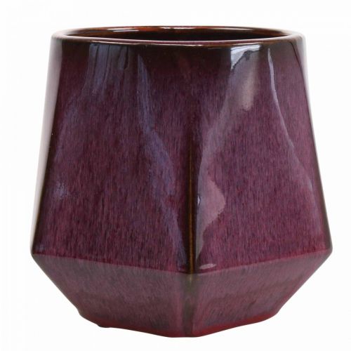 Floristik24 Floreira Vaso de Cerâmica Vermelho Hexagonal Ø18cm A15cm