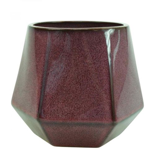 Floreira Vaso de Cerâmica Vermelho Hexagonal Ø14cm A12cm