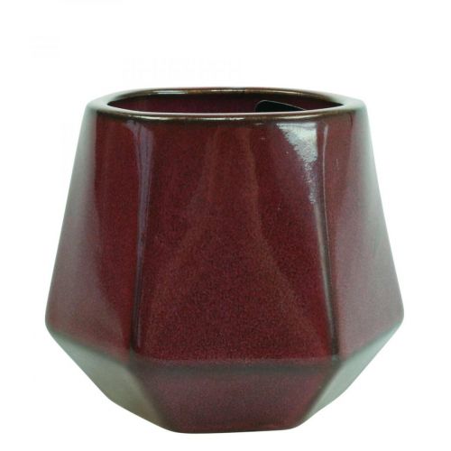 Itens Floreira Vaso de Cerâmica Vermelho Hexagonal Ø10cm A9cm