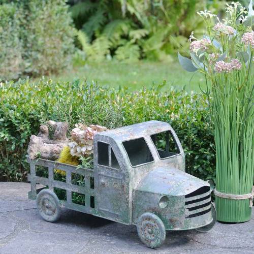 Itens Caminhão de vaso para flores cinza zinco, verde 42 × 17,5 × 19,5 cm