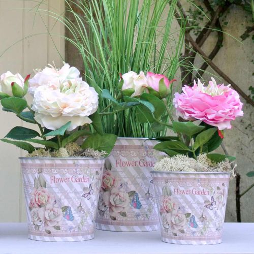 Itens Vaso de flores metal rosas plantador de decoração de verão Ø15cm H15.5cm