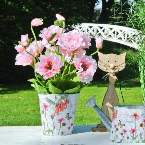 Itens Vaso de metal para chapéus de sol com decoração de primavera floreira Ø11,5cm Alt.10,5cm