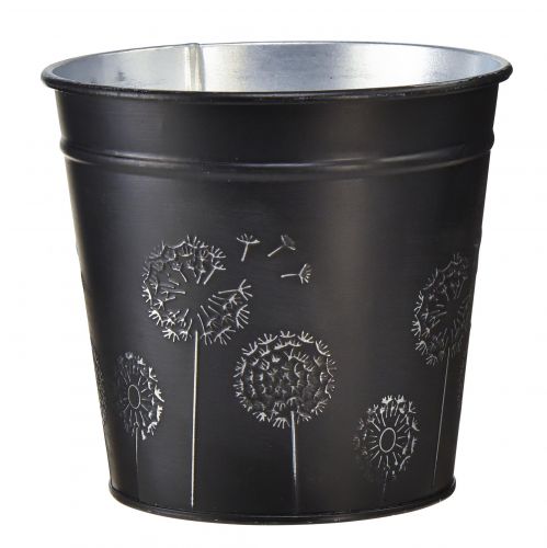 Itens Vaso de flores em metal prateado preto Ø12,5cm Alt.11,5cm