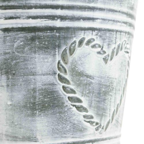 Itens Vaso de flores coração de metal shabby chic Ø17,5 cm A15,5 cm