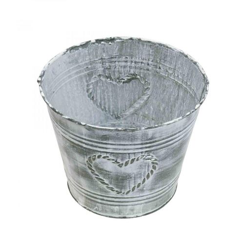 Floristik24 Vaso floreira shabby chic coração de metal Ø17cm A13,5cm