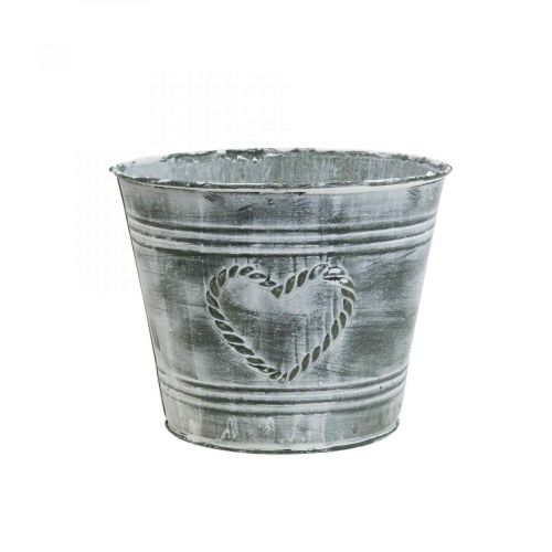 Itens Vaso floreira shabby chic coração de metal Ø17cm A13,5cm