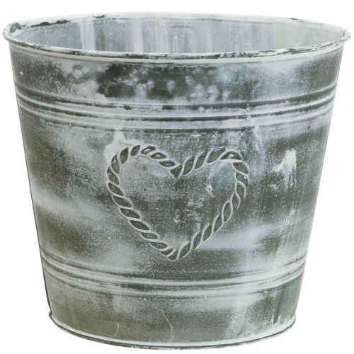 Floristik24 Vaso floreira shabby chic coração de metal Ø22cm A17.5cm