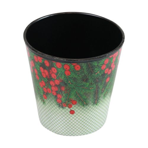 Itens Vaso de flores balde de Natal Ilex Ø13cm Alt.11,5cm