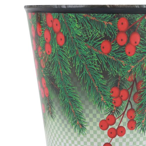 Floristik24 Vaso de flores balde de Natal Ilex Ø11cm Alt.10,5cm
