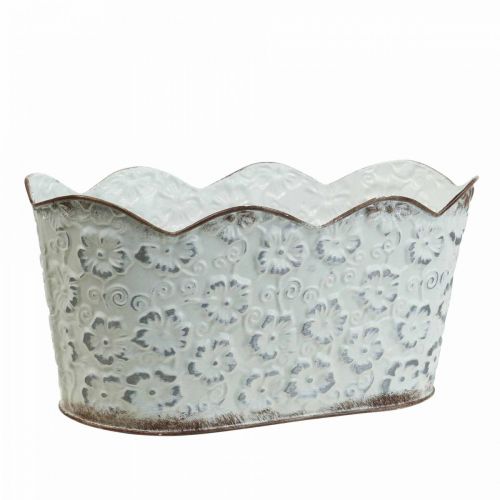 Floristik24 Vaso de planta cachepot de metal branco 26×14×12,5cm